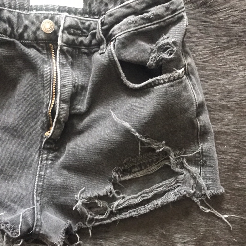 Faded Distressed Black Denim TopShop Moto Mom Shorts
